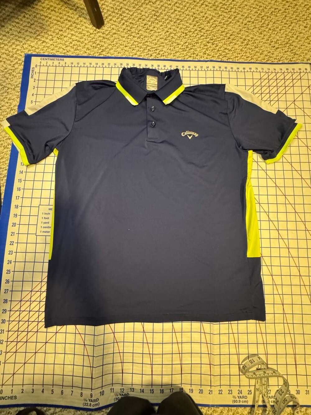 Callaway Opti-Dri Mens Golf Polo Shirt Navy Blue Bright Yellow Size Large